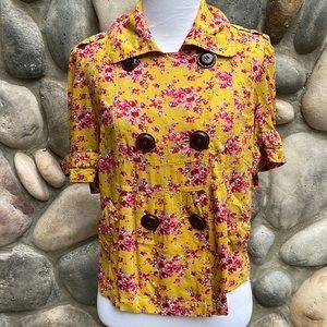American Rag Cie Floral Short Sleeve Blouse Medium